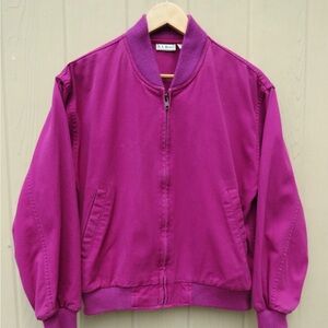 1980's Vintage L.L.Bean Women's S 100% Cotton Zip Bomber Jacket Magenta Pink